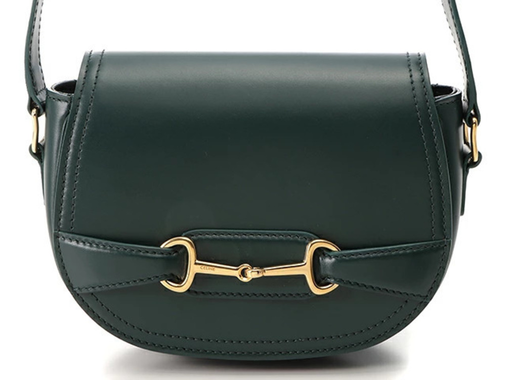 Celine Cressy Shoulder Bag Leather Green